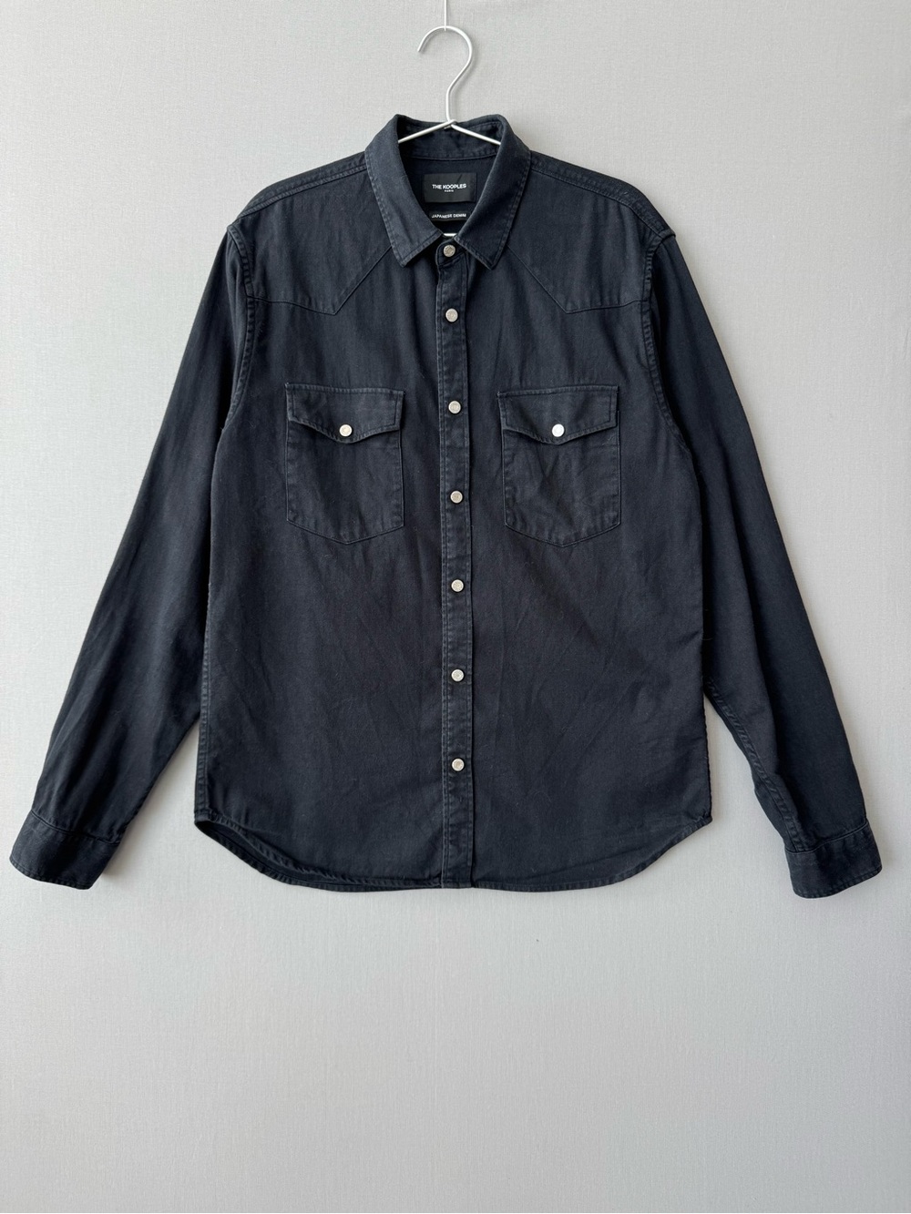 The Kooples Black Denim Snap-Front Western Shirt - Japanese Fabric - Size M
